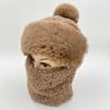 Пушистые зимние шапки для женщин, теплая шапка с маской и помпоном