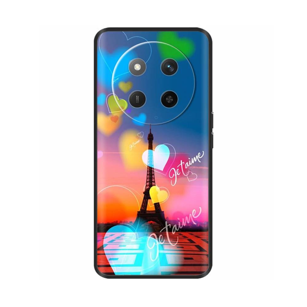 Чехол для Honor X60 5G Черный Силиконовый Мягкий Роскошный Задняя Крышка Телефона для Huawei Honor X60 Pro Расписной Ударопрочный Корпус Чехлы Para
