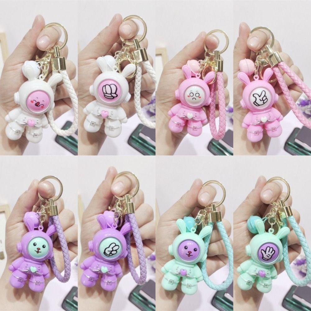 Funny Finger-guessing Game Keychain Creative Rabbit Pendant Face-changing Keyring  Backpack Decor