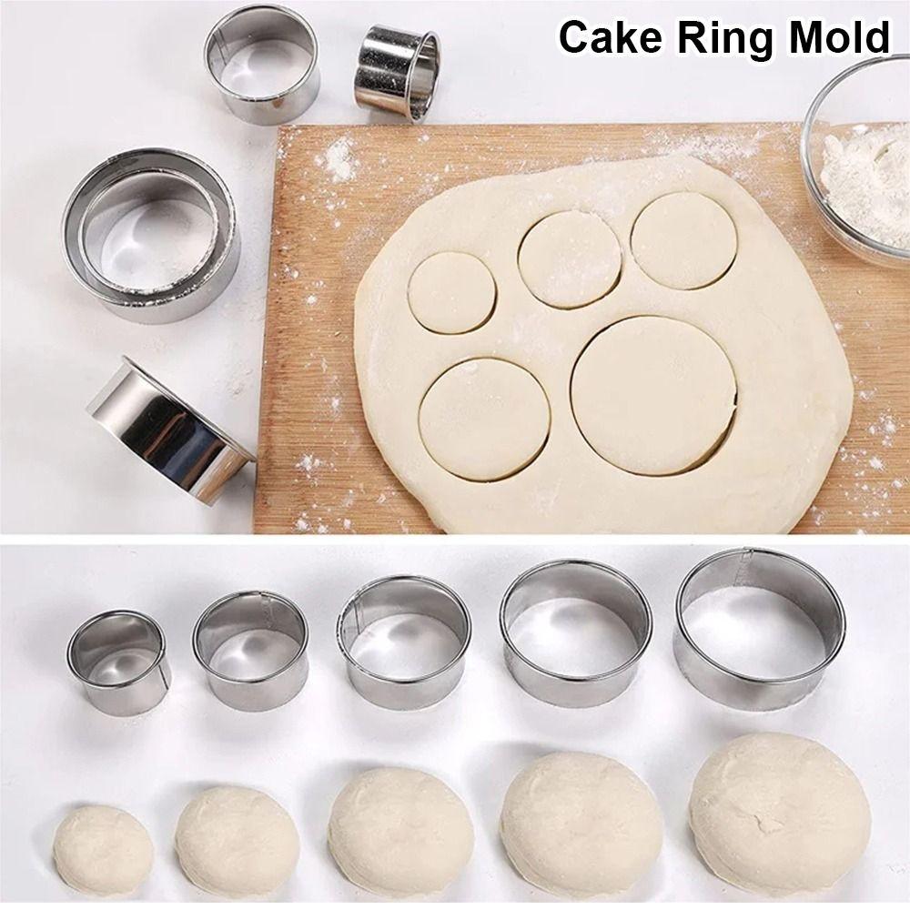 5Pcs/Set Durable Stainless Steel Cake Ring Mold Round Circle DIY Cake Gum Paste Mould 4/5/6/7/8cm Cookie Mousse Cuttur