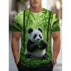 Men's 3D Printed Panda Pattern Printed T-shirt Digital Printed Short Sleeved T-shirt Breathable Polyester Round Neck Casual