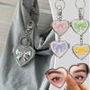 Double Sided Mirror Bag Hanging Keychain Heart Shape Cosmetic Mirror Key Chain  Women