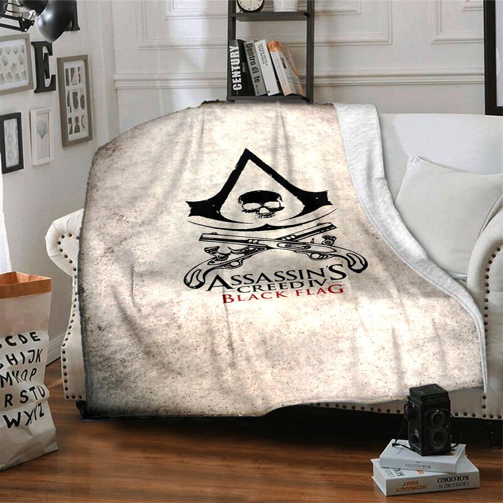 Плед с принтом из игры Assassin's Creed - Идеально подходит для дивана, кровати, путешествий и использования на открытом воздухе | Можно стирать в машине, уютный и прочный.