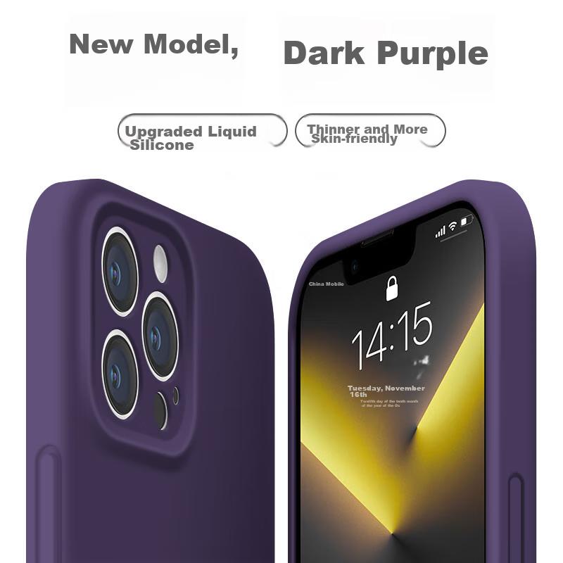 IPhone 13 Pro Max Case, IPhone 13 Pro Max Protective Cover, Full Lens Protection, Liquid Silicone, Ultra-Thin, Shockproof, Simple Soft, Dark Purple