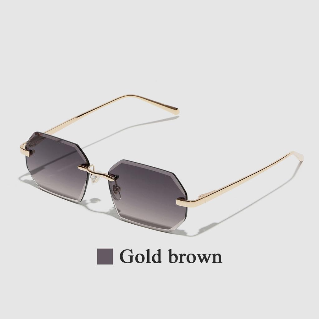 Ruiao Sunglasses Men Brand Designer Fashion Rimless Sun Glasses Shades Diamond Cut Lens Ladies Frameless Metal Eye Glasses