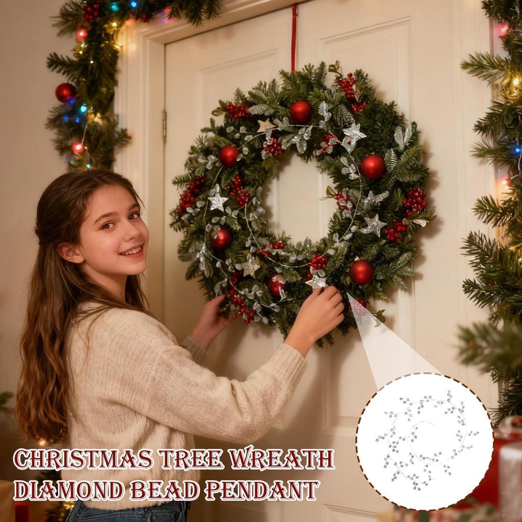 Crystal Garland For Christmas Tree Sparkling Pendant Realistic Decorations Bead Garland For Outdoor Chandelier Mantel Porch