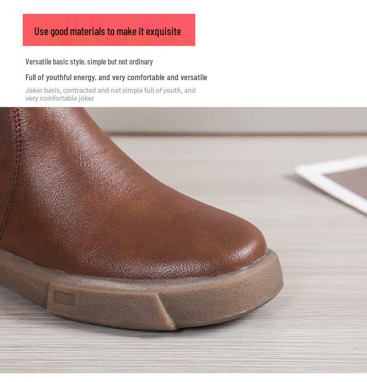 Women's Retro Round Toe Side Zipper Martin Boots - Short Tube, Thick Sole, Flat Bottom, British Style, Plus Size Available.