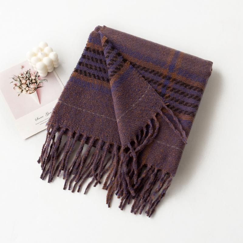 Autumn And Winter Square Plaid Scarf Women'S Versatile Elegant Casual Style Cold-Proof Shawl Fashionable Commuter Warm Neck Scarf