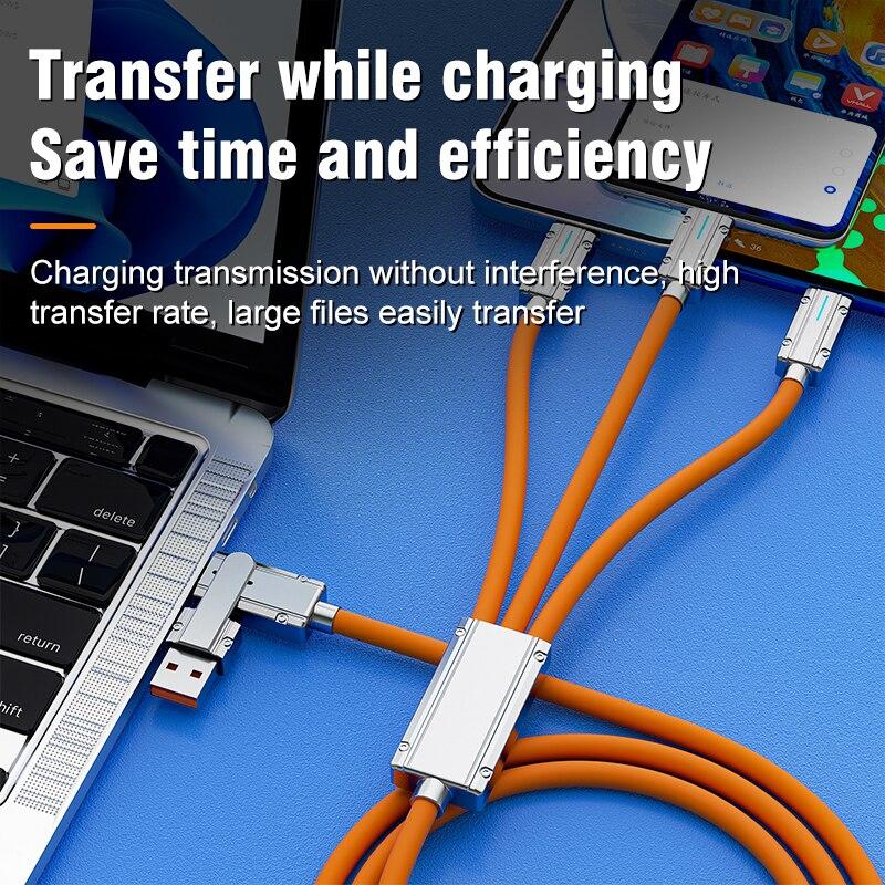 3 в 2 Type-C для мобильного телефона, USB-кабель для быстрой зарядки, 66 Вт, кабель для передачи данных, подходит для iPhone, Huawei, OPPO, Xiaomi, Samsung, Redmi, зарядный кабель