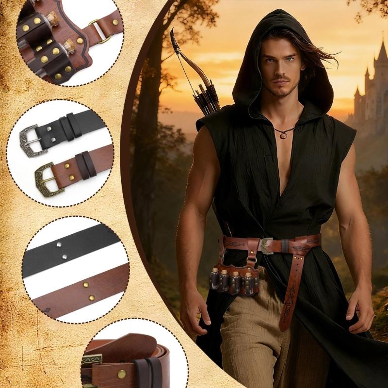 PU Belt Set With Alchemies Vial For Role Play Costumes And Steampunk Accessories Halloween Cosplay