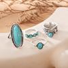 4Pcs/Set Women Finger Ring Set Bohemia Style Feather Irregular Faux Turquoise Decor