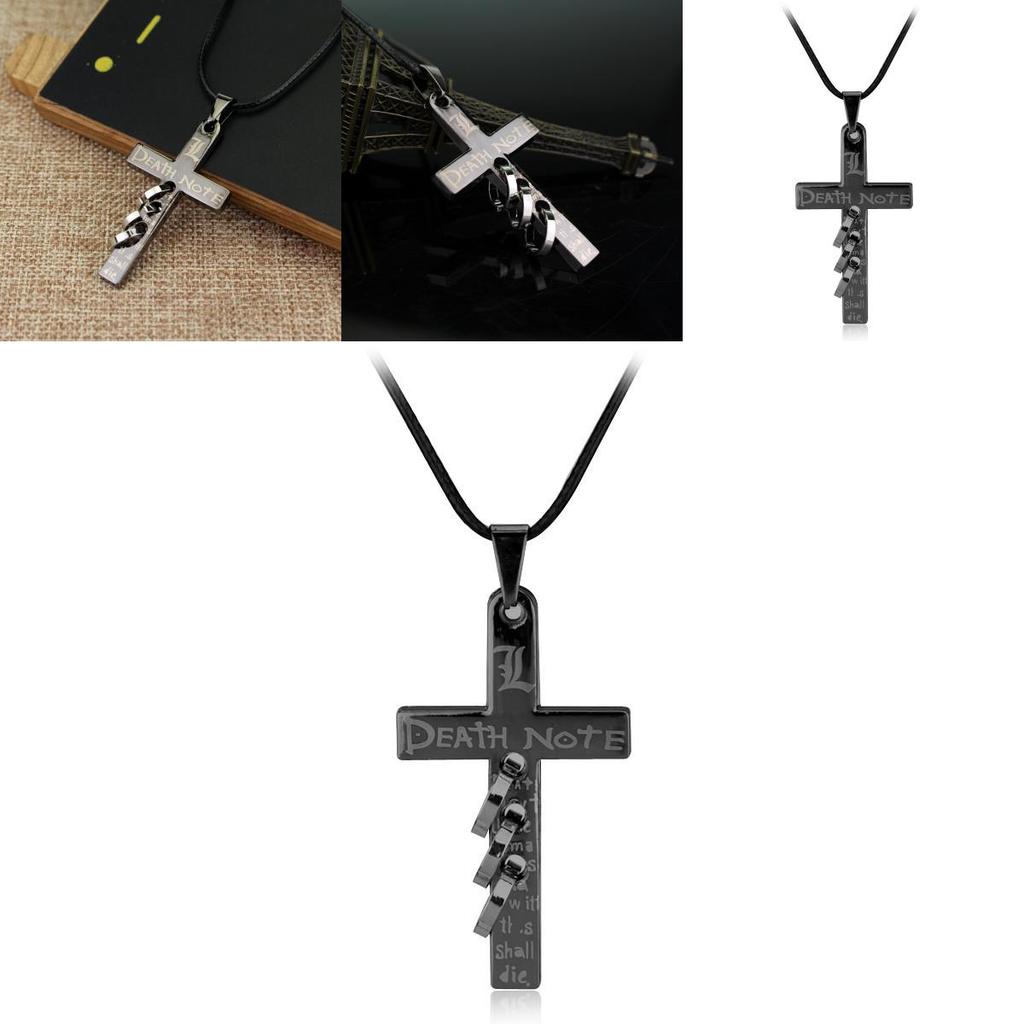 Anime Death Note Cross Pendant Necklace With Alloy Charm For Unisex Wear And Collectors