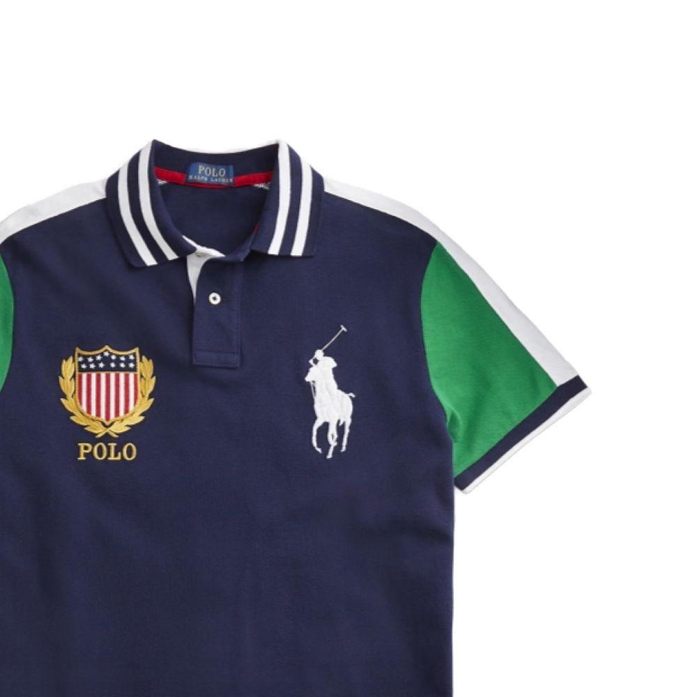 Polo Ralph Lauren Колорблок Вышитое Лого Большой Пони Футболка-поло с коротким рукавом Мужские Футболки-поло Темно-синий 710800516-001