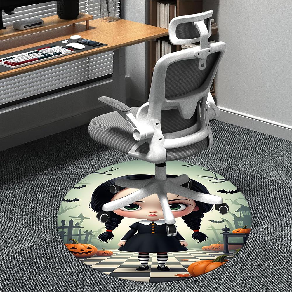 1pc Halloween, Wednesday Chair Carpet for Office Non-Slip,Machine Washable Rug for Office, Room - Holiday Decor - Machine Made yy251017232