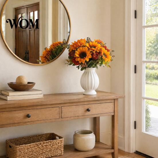 Romantic Aesthetic Flowers for Bedroom Sunflower Artificial Flowers, Realistic Fake Bouquet Wedding Home, Rustic Reusable Silk Floral Stems