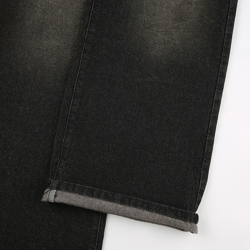 Женские ретро-брюки свободного кроя с высокой талией, уличные простые прямые повседневные брюки из текстурированной ткани, универсальные джинсы