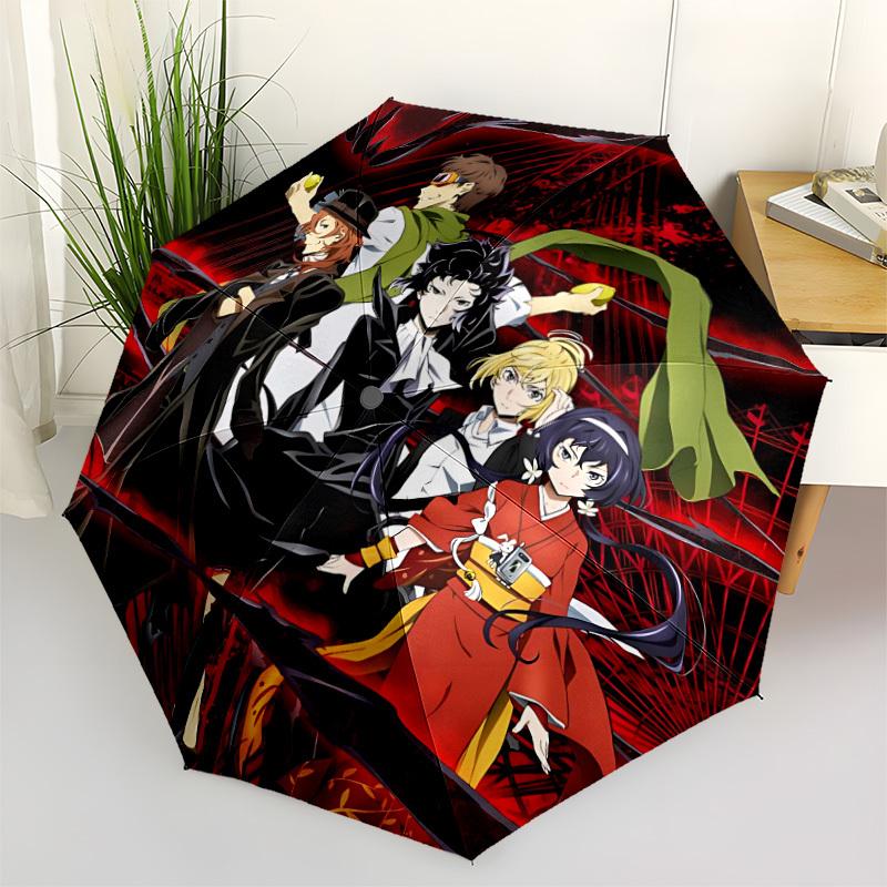 1 шт. Автоматический зонт Bungou Stray Dogs, Прочный железный каркас и пластиковая ручка, Подарок для мужчин и женщин, Прочная конструкция, Лучший для Рождества, Хэллоуина