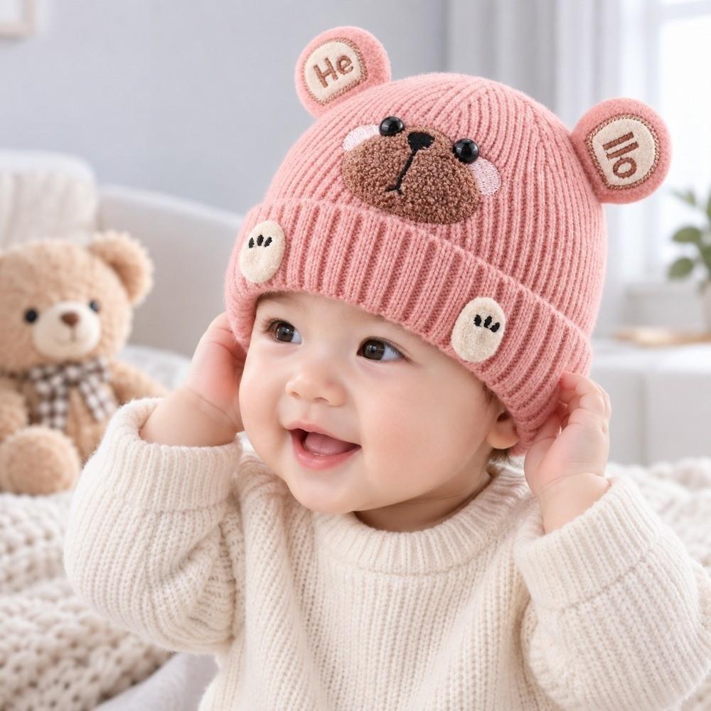 Soft Knit Baby Hat Plush Knitted Hat Cute Pullover Hat Cold Weather