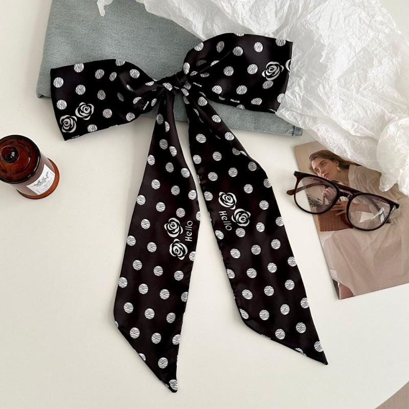 Polka Dot Silk Scarf New Versatile Rose Scarf Plaid Headband Hair Tie Multi-functional Belt Waist Silk Scarf