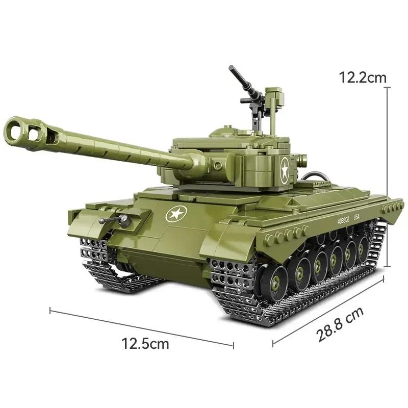764 шт. Военный танк M26 Конструктор Армия Вторая мировая война Кирпичики Оружие Фигурки солдат Детские игрушки для мальчиков высокого качества