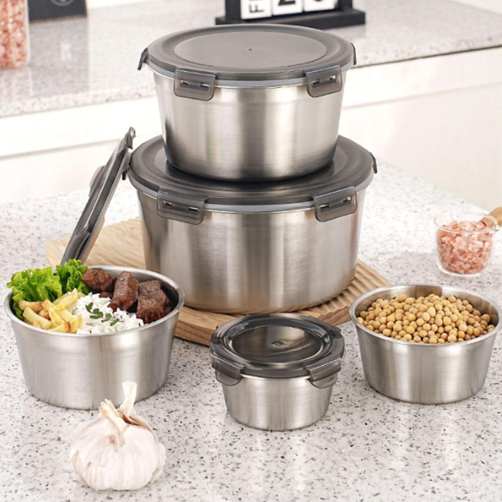with Lid Food Storage Container Round Crisper Container Fresh Keeping Box for Kitchen Refrigerator