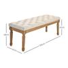 Винтажная банкетка для кровати, Капитоне с пуговицами, 120x41x48 см, Кремово-белый