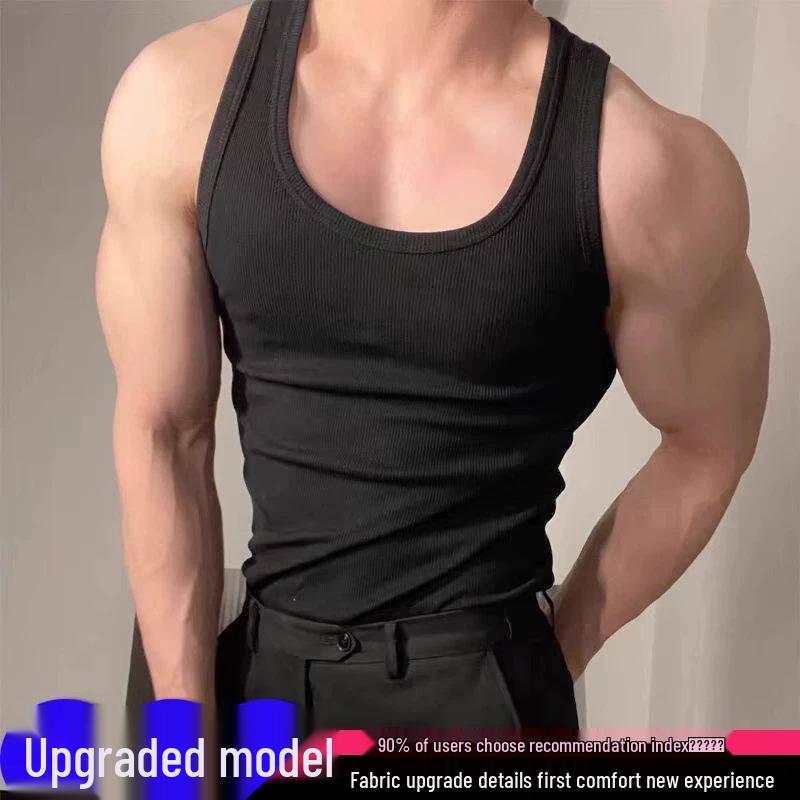Мужская майка для фитнеса и наращивания мышц: Дышащий хлопковый эластичный жилет с низким вырезом