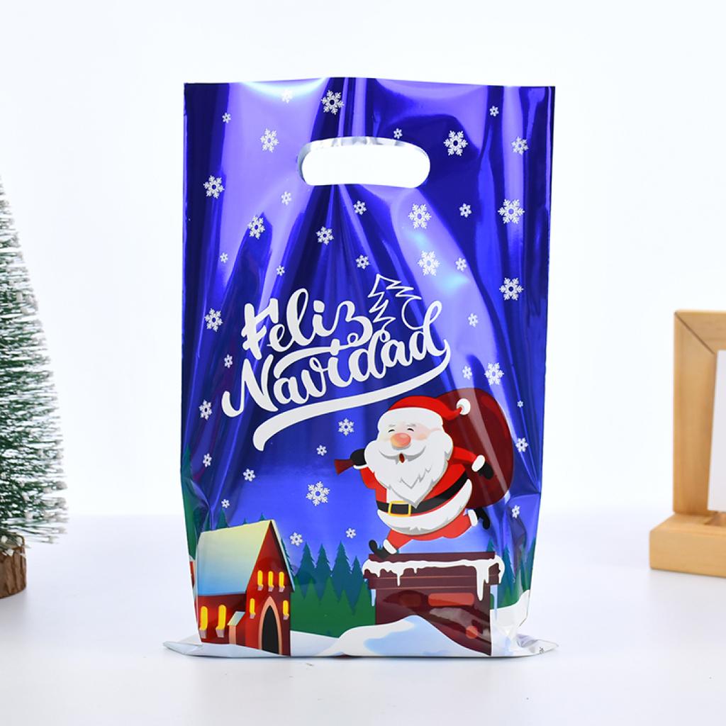 10/30pcs Christmas Gift Bags Cartoon Plastic Candy Cookie Packaging Bag Navidad Decoration for Home Kids New Year Gift