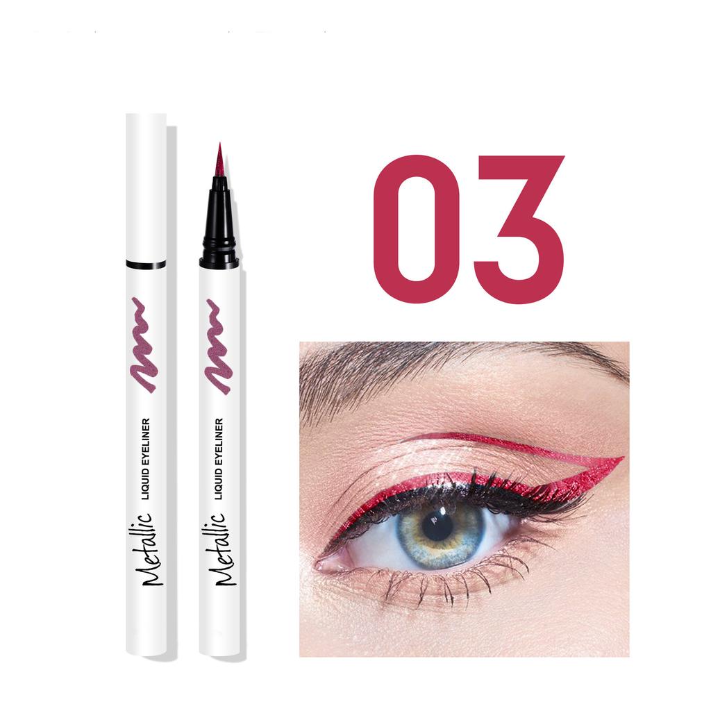 Small Silver Tube Eyeliner Black Dark Brown Berry Red Color Liquid Eyeliner Liquid Lying Silkworm Shadow Pen Suitable for Novice