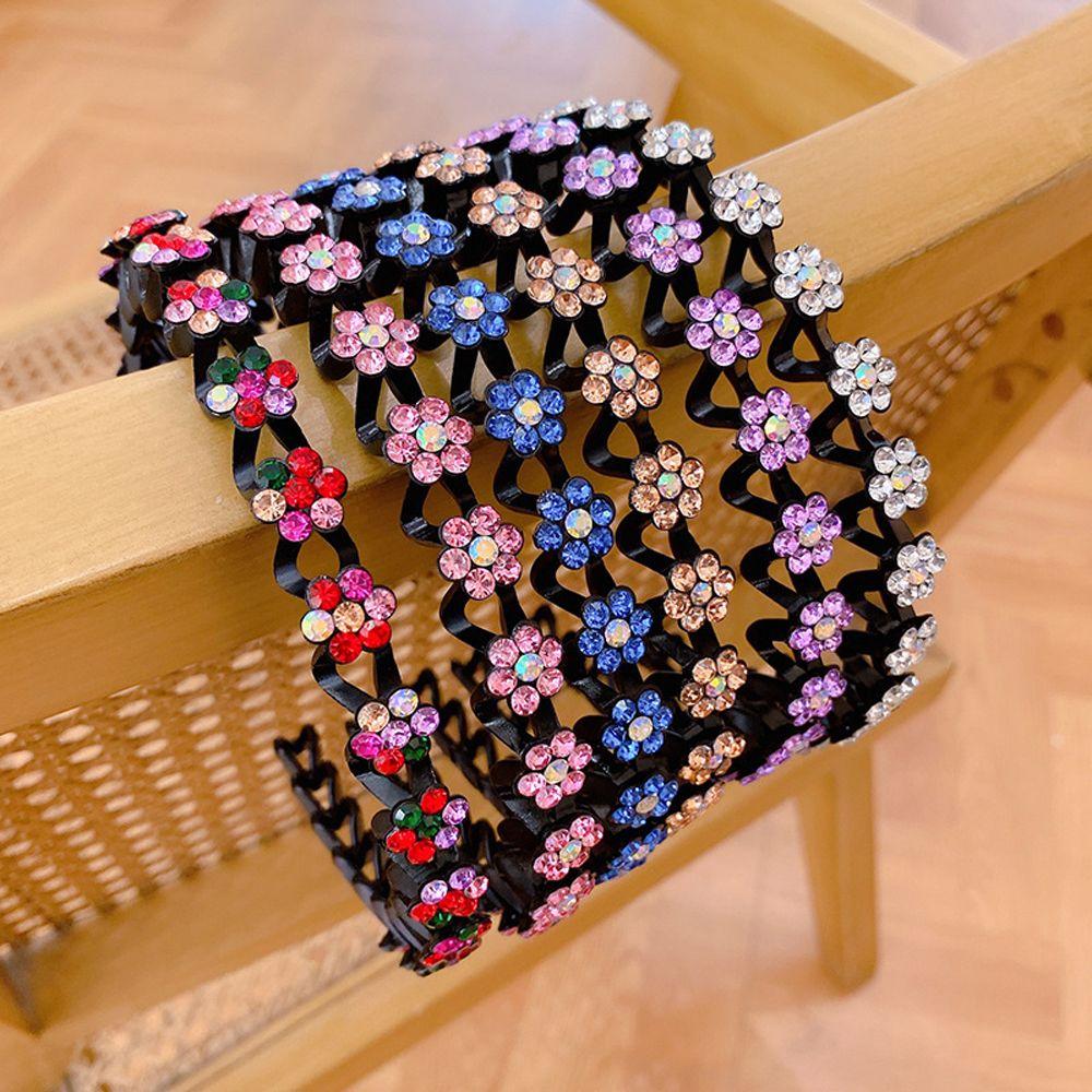 Модные цветочные девушки нескользящие головные уборы корейский стиль повязки для волос кристалл тонкий ободок для женщин обруч для волос