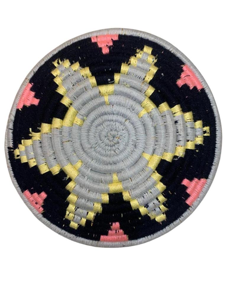 Handmade Moroccan Wicker Tray – Traditional Berber Weaving In Gray and Black