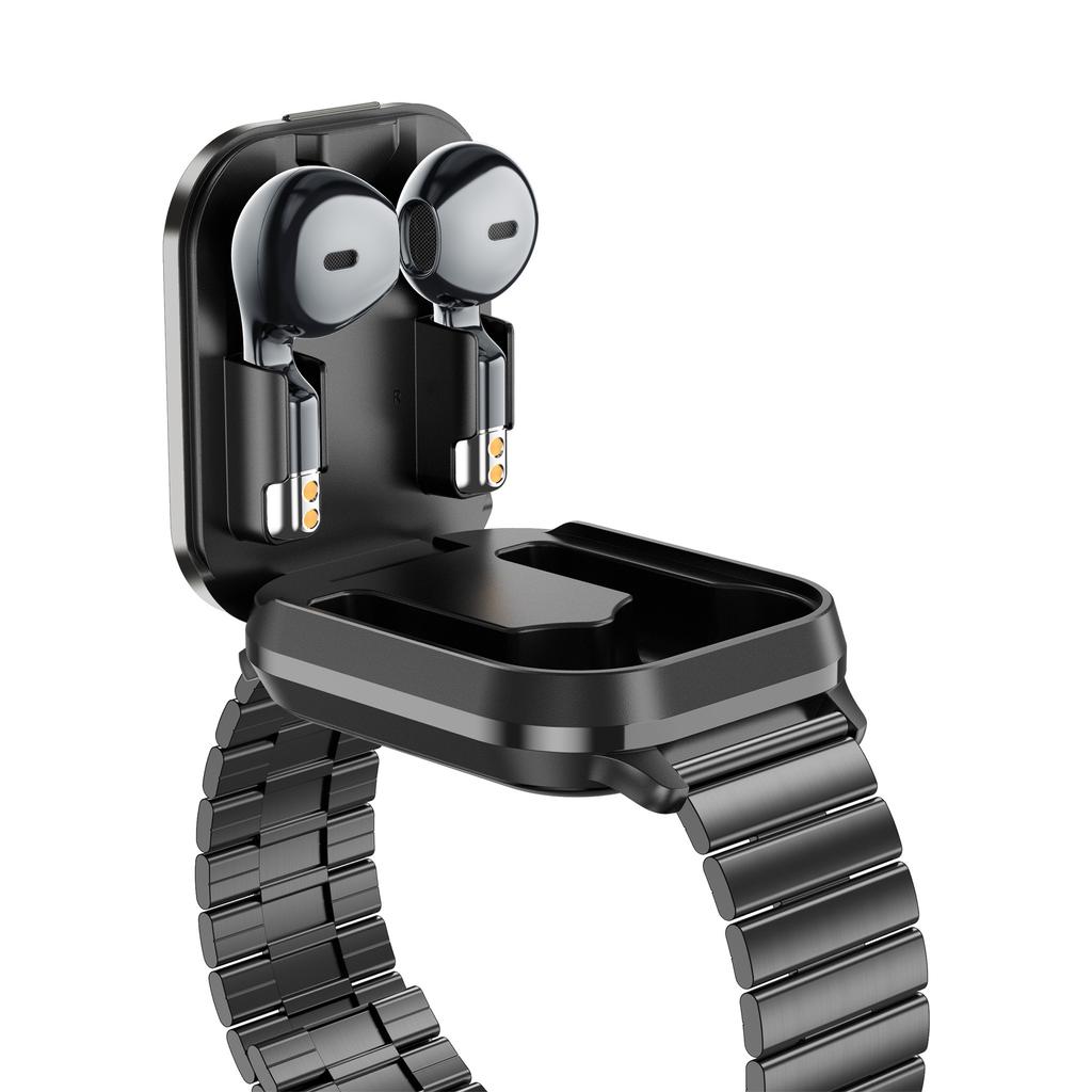 D8 Pro 2-в-1 Bluetooth-совместимые TWS-наушники для мониторинга здоровья, Bluetooth-совместимые умные часы для звонков, стальной ремешок