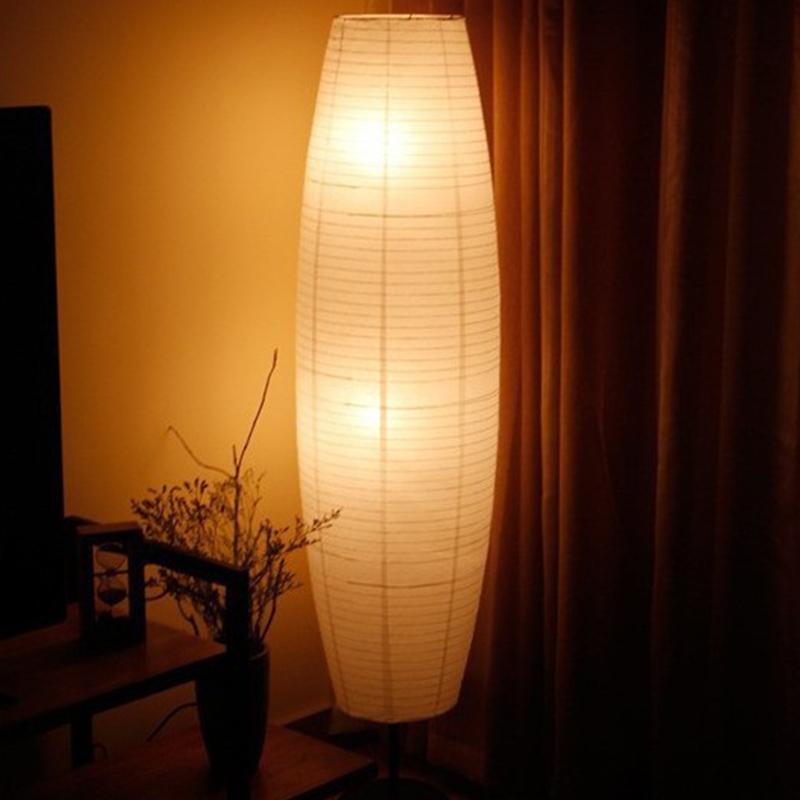 Modern Tall Rice Paper Floor Lamp Soft Warm Glow Minimalist Slim Design For Living Room Bedroom Home Decor