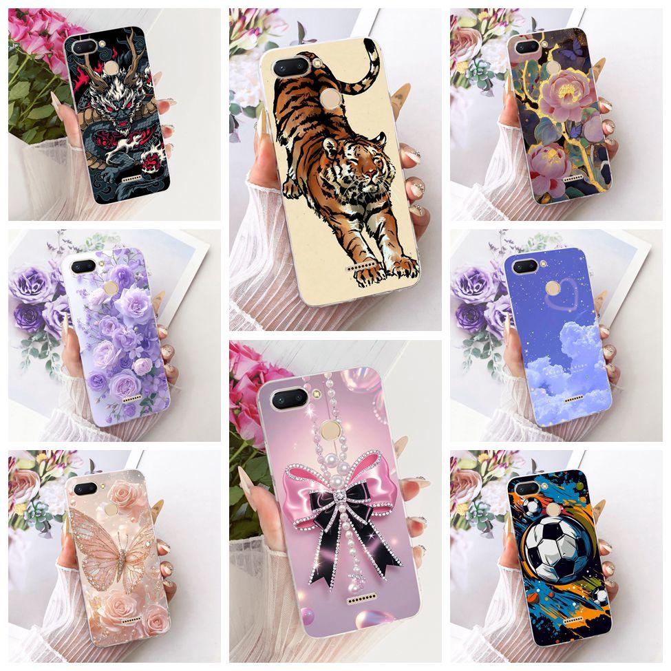 For Redmi 6 Case Cover Transparent Cute Cat Fashion Butterfly Funny Cool Painted Casing M1804C3DH M1804C3DG M1804C3DI