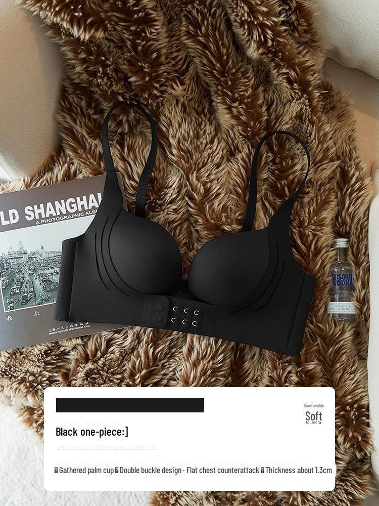 Girls' Front Buckle Seamless Bra Set - Anti-Sagging, Side Breast Support, No Empty Cup, Gathered Design