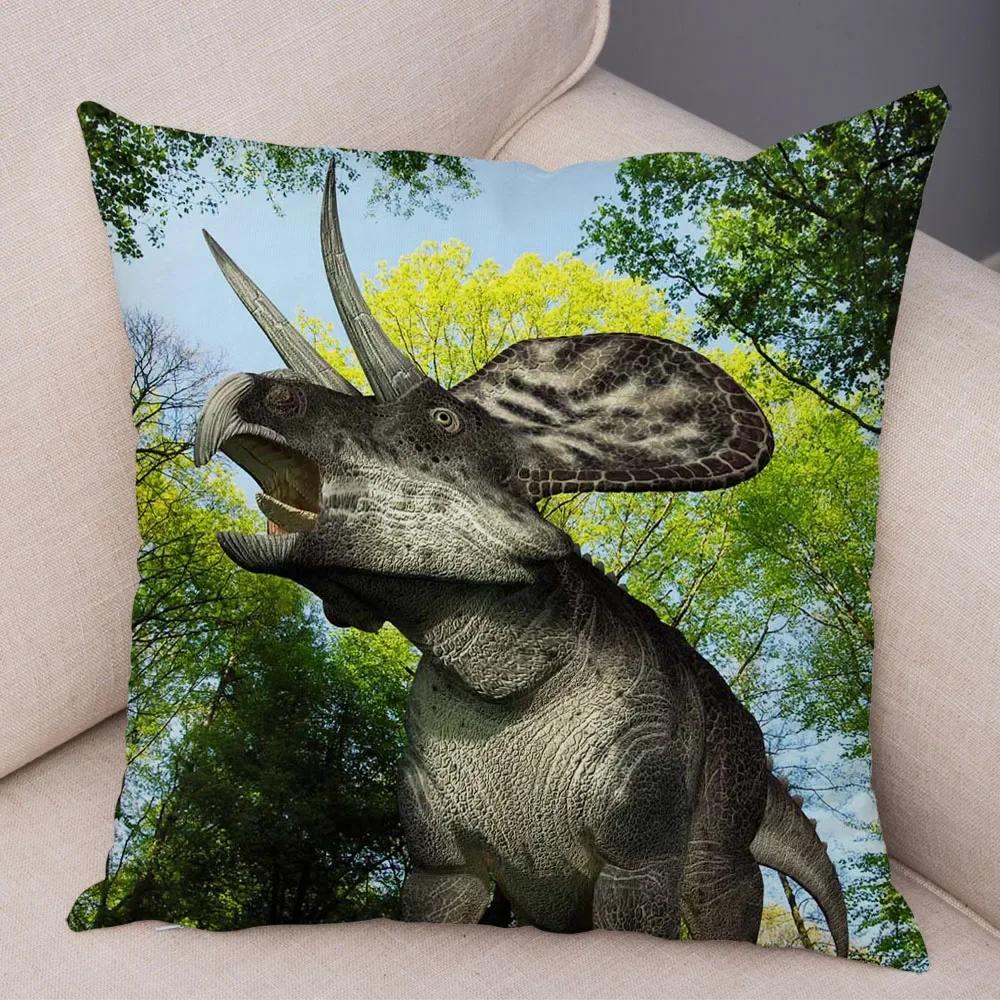 Jurassic Dinosaur Throw Pillow Cover With Short Plush Print Living Room Sofa Decoration Cushion Cover Pillow Covers Decorative