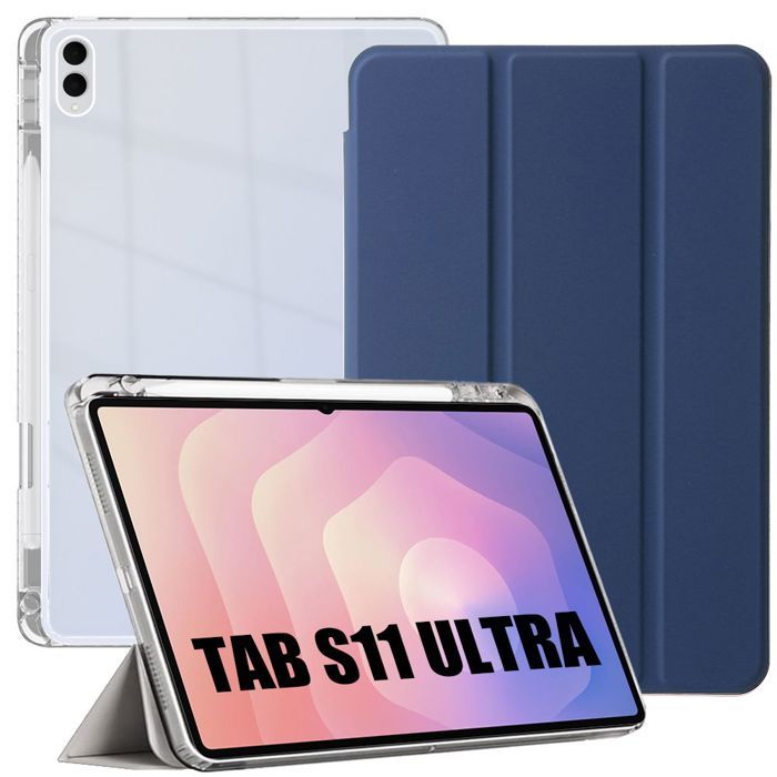 Coque pour Samsung Galaxy Tab S11 Ultra, Antichoc Renforcé avec Porte-Stylet - Bleu Marine
