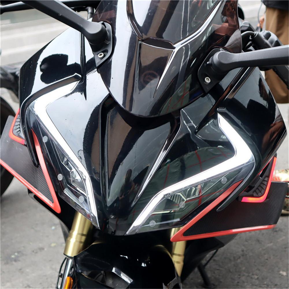 2x Мотоциклетный винглет боковой спойлер аэродинамическое крыло ветровой плавник с красной светодиодной подсветкой