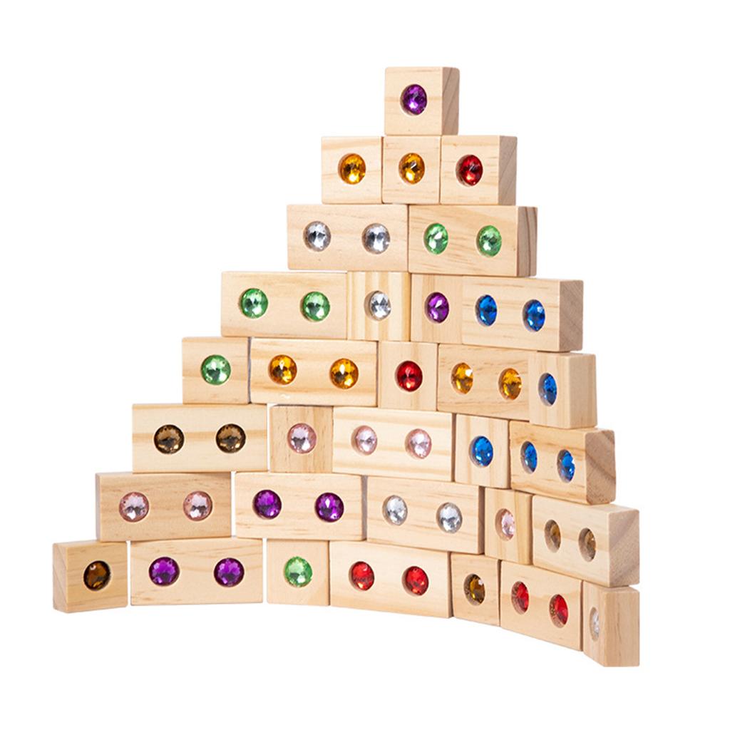 32pcs Sparkling-Gem Building Blocks Montesori Sensory Construction Toy For Boys For Boys Girls