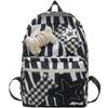 Черно-белый клетчатый рюкзак креативный школьный рюкзак большой вместимости новый рюкзак модная полосатая студенческая сумка