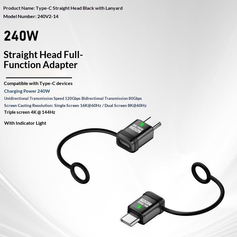 USB4 240 Вт PD 5 А Прямой угол USB C на Type C Конвертер Быстрая зарядка Синхронизация данных Адаптер для автомобиля Кемпинга Поездки Зарядка