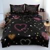 Colored Heart Shape Pattern 3D Printed Duvet Cover Black Style Abstract Art Luxury Quilt Cover Set Soft Comfortable Bedding Set
