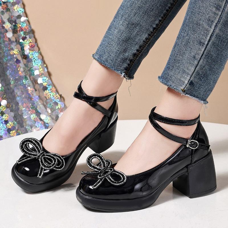 Fashion 2025 Ladies Shoes Buckle Strap Women's High Heels Fashion Shallow Office and Career New Butterfly-knot Plus Size Mary Jane Shoes