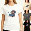 Boho Dachshund Graphic Tee Colorful Wiener Dog Women's Soft Polyester T-Shirt