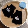 Children's plush gloves winter male and female middle school students writing cold-proof flip gloves cute warm five-finger tide