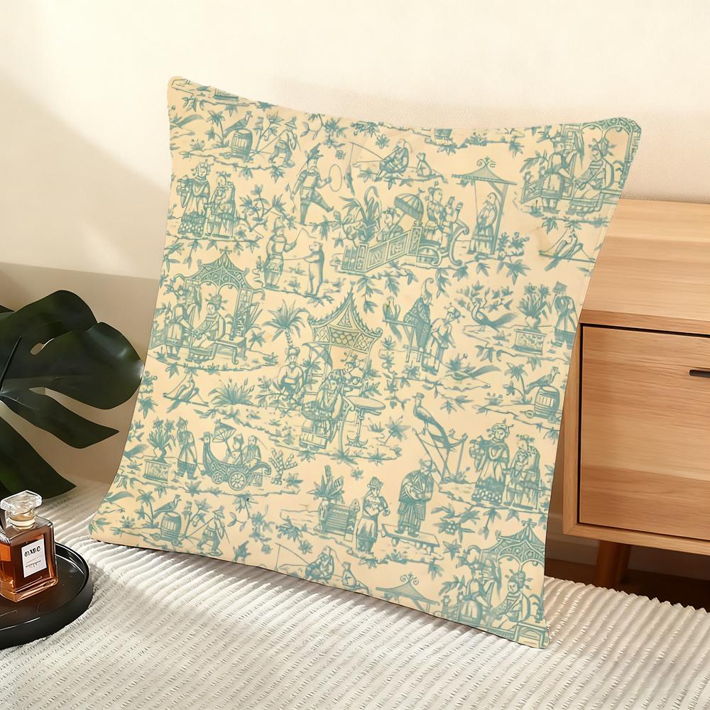 Vintage Washed Style Pattern Cushion Cover Soft Short Plush Pillow Cover Smooth Cozy Texture Aesthetic Cushion Case Home Decor