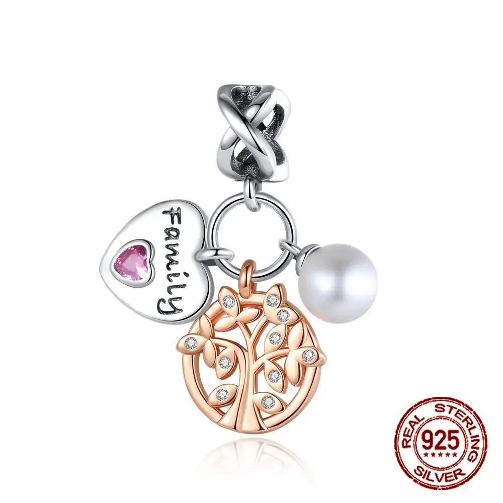 Медные Шармы в форме сердца для дочери и мамы, подходят для браслетов с диаметром отверстия 4 мм, изысканные украшения DIY на День матери в подарок