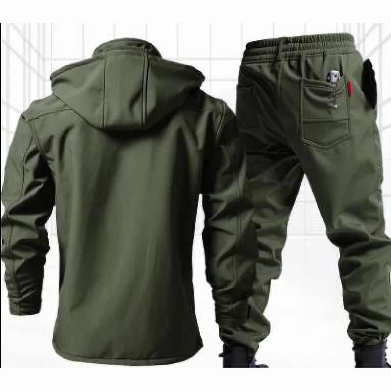 Осенне-зимний однотонный велюровый комплект с капюшоном, уличный костюм для защиты труда, повседневный костюм для альпинизма