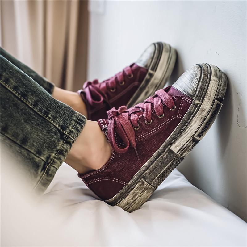 Модные черные мужские туфли Four Seasons Модный ретро-стиль Make dirty Досуг На Открытом Воздухе Вечеринка Уличная ходьба молодежная обувь