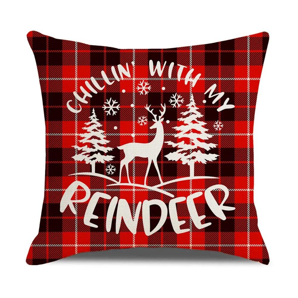 1 шт. наволочка с рождественским украшением Санта-Клаус, гном, рождественская елка, красная клетчатая подушка, набор для украшения комнаты, дома